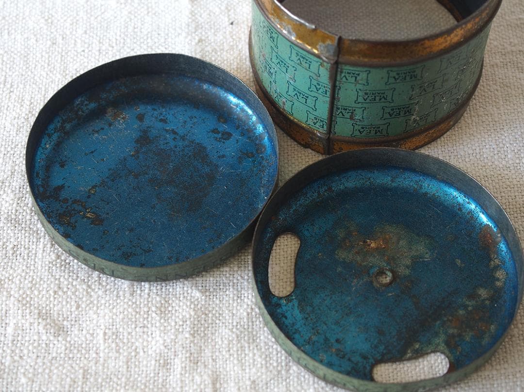 レース糸を入れる古いブリキ 缶 1930年代 PARIS フランス /K451